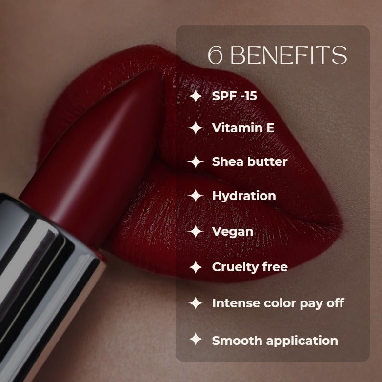 Real Vibe Creme Matte Lipstick with SPF and Vitamin E – Red Rush (6)